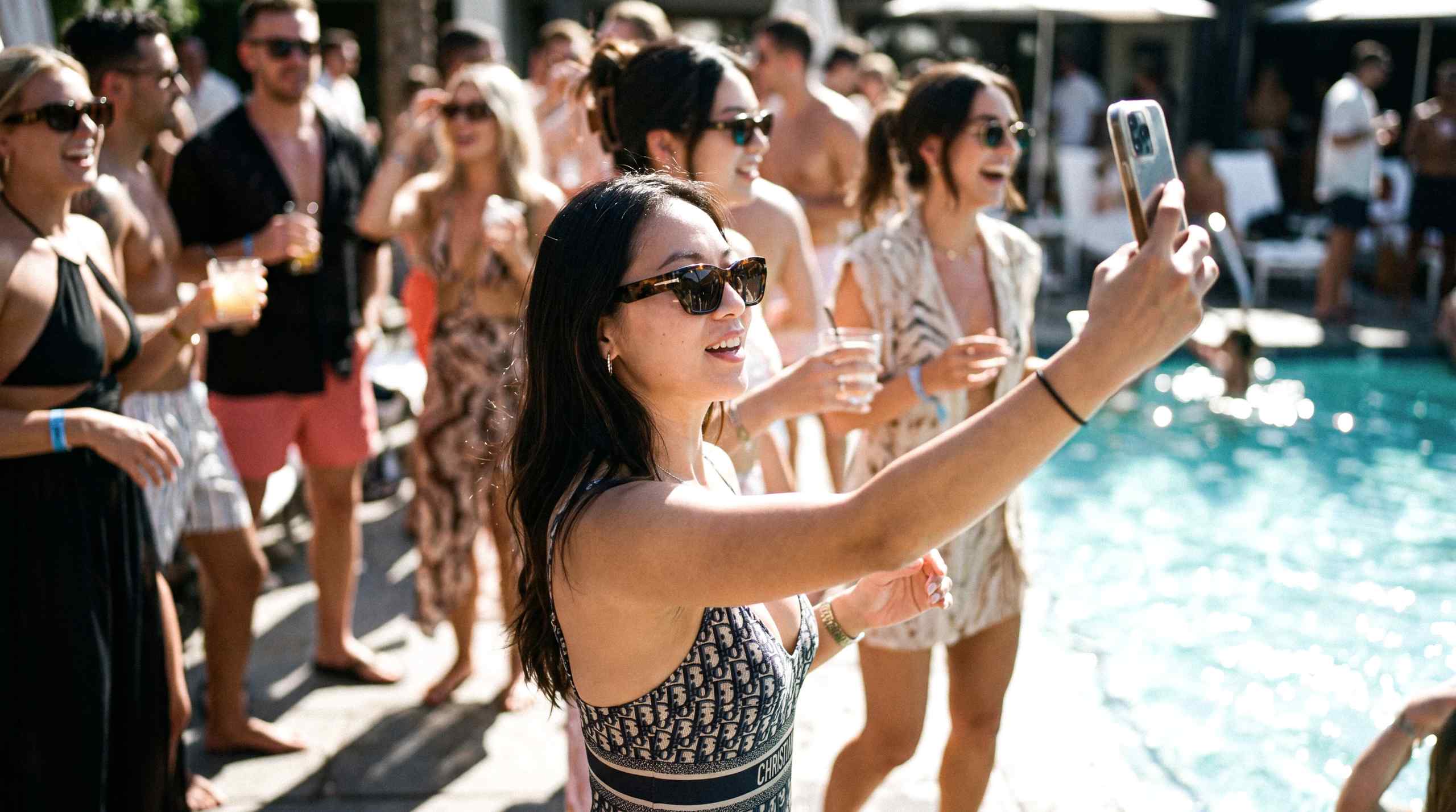 A tourist taking a selfie