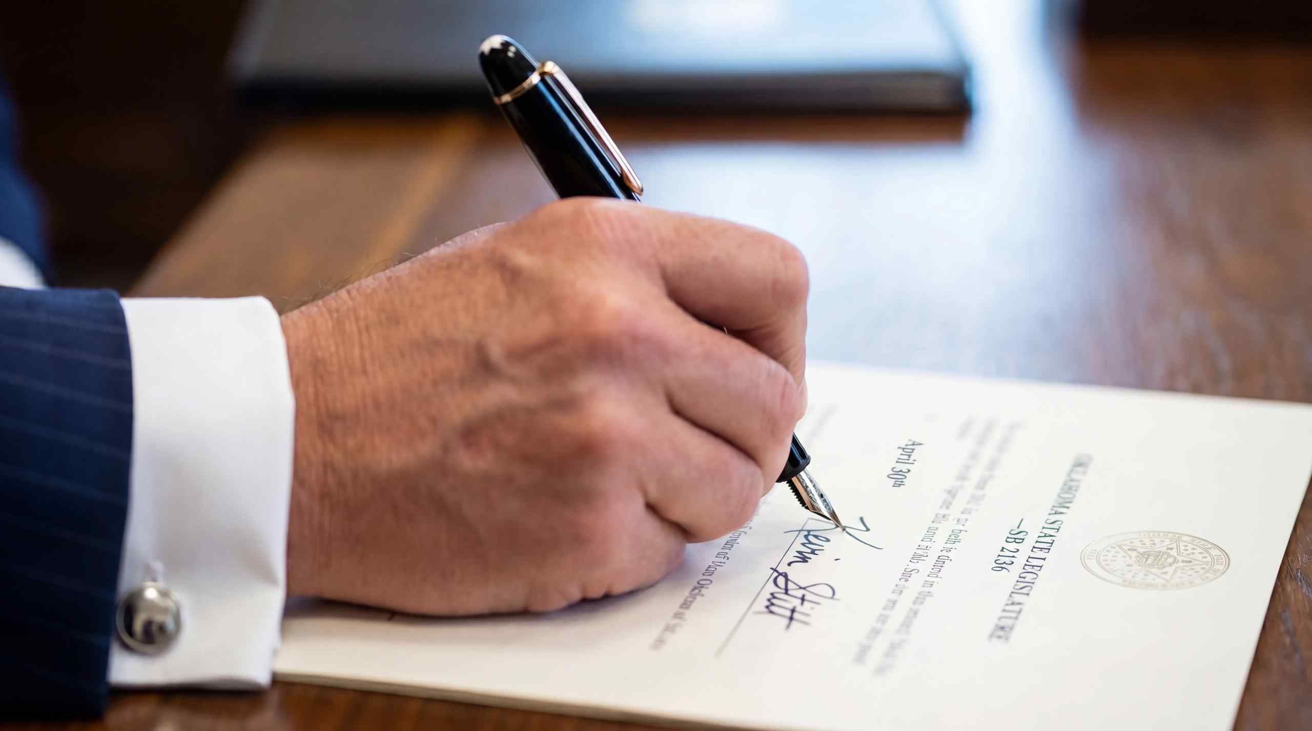 A bill being signed