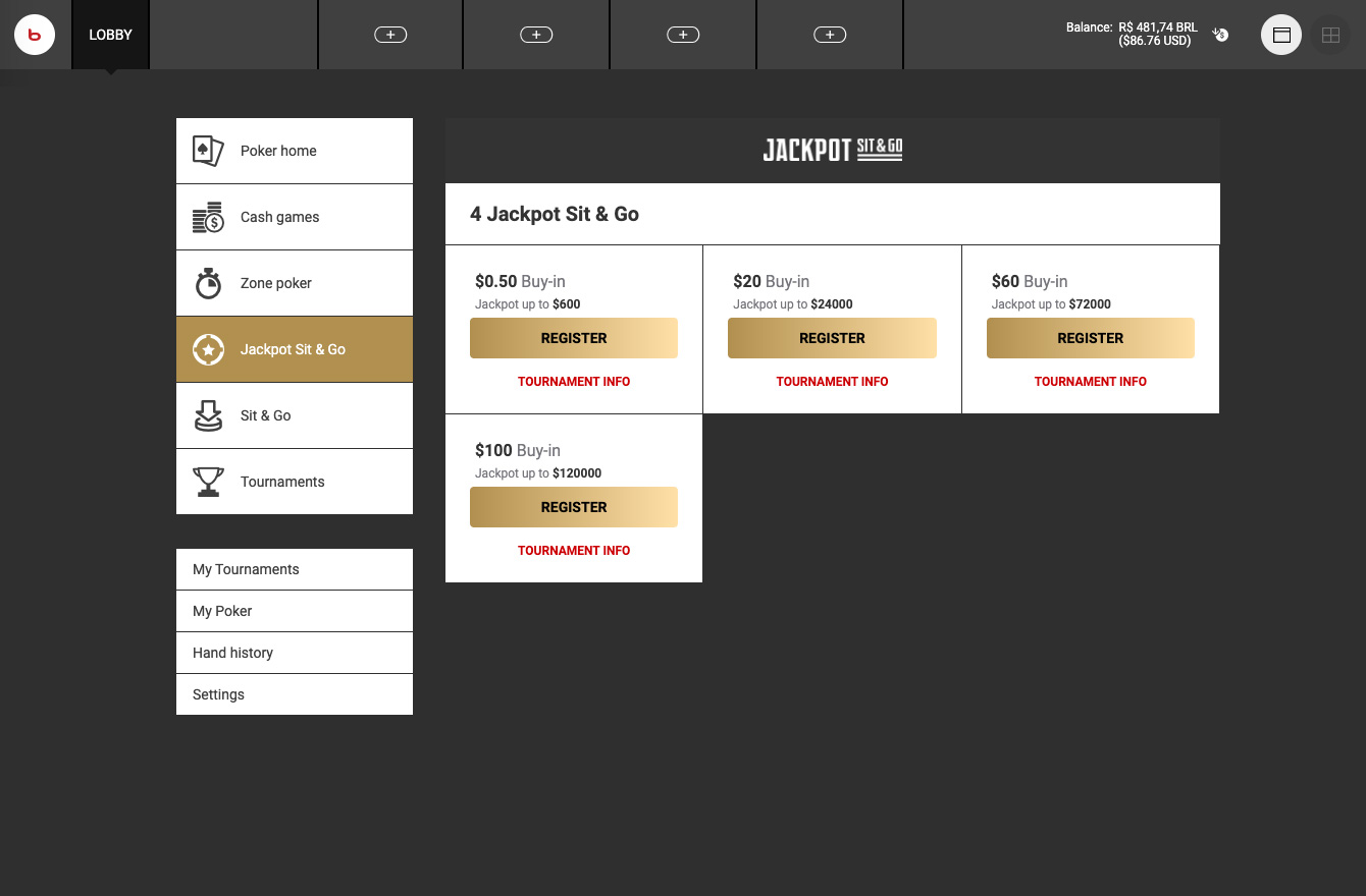 Bodog Poker Jackpot Sit and Go