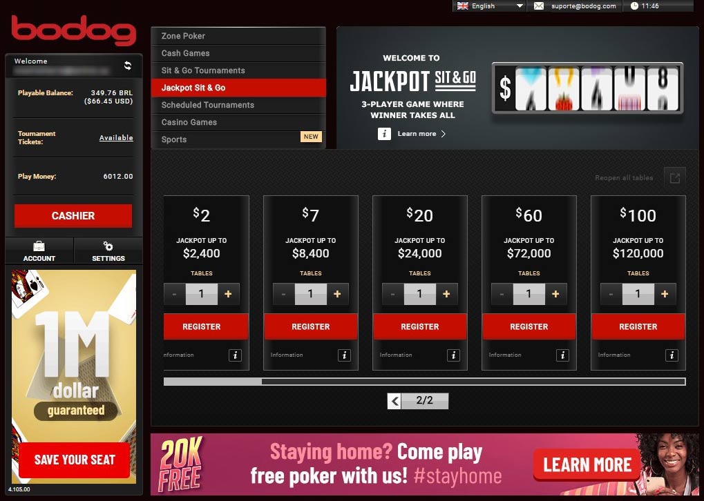 Bodog Poker Jackpot Sit and Go