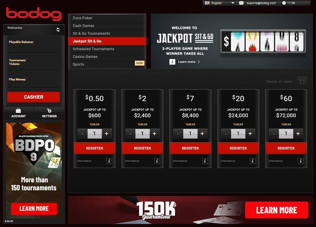 Bodog Poker Jackpot Sit and Go
